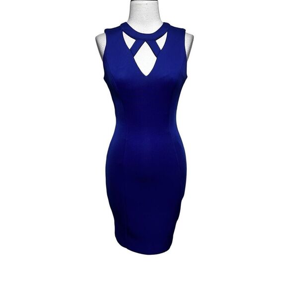 Guess Sexy Sleeveless Scuba Party Dress Blue Size 2 - Picture 1 of 4